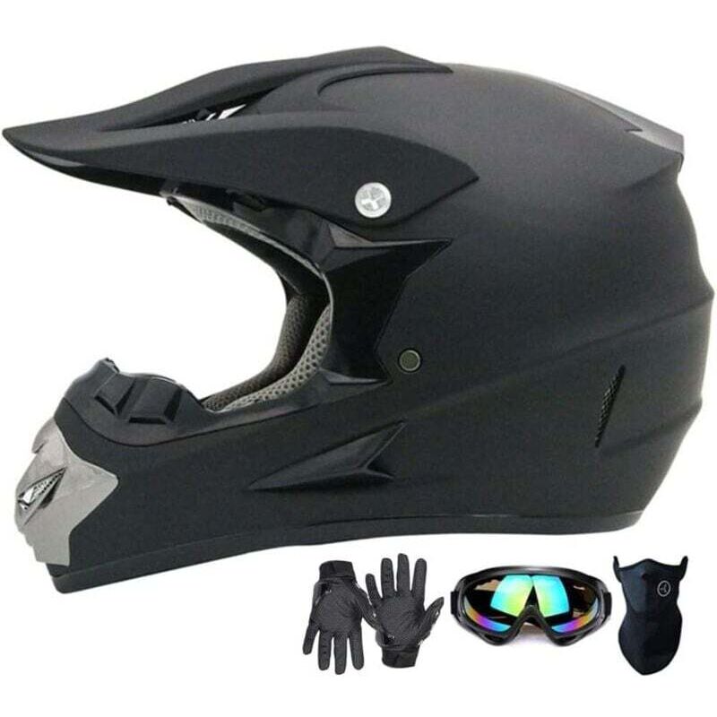 Motocross-Helm, trendiger Integralhelm für Erwachsene und Jugendliche, Offroad-Motorradhelm, ATV-Helm, Offroad-Mountainbike-Helm, 4-teiliges Set