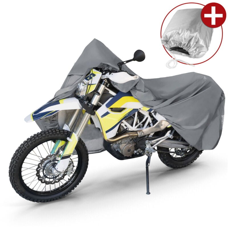 Walser - Motorrad Abdeckplane xl, Motorrad Abdeckplane aus robustem pvc, Motorrad-Garage wasserdicht - 255x110x135 cm grau