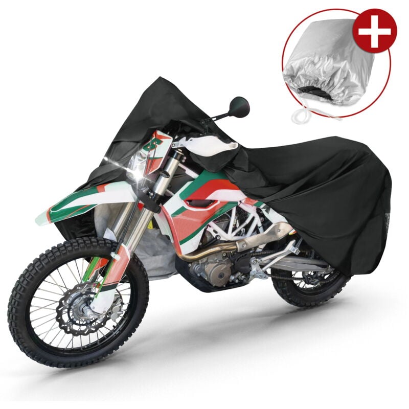 Walser - Motorrad Abdeckplane xl, Motorrad Abdeckplane aus robustem pvc, Motorrad-Garage wasserdicht - 255x110x135 cm schwarz