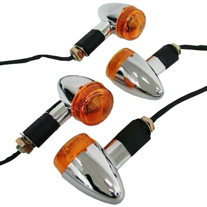Woosien - Motorrad Blinker Chrom Vorne Hinten Lichter Für Bobber Chopper (4 stücke)