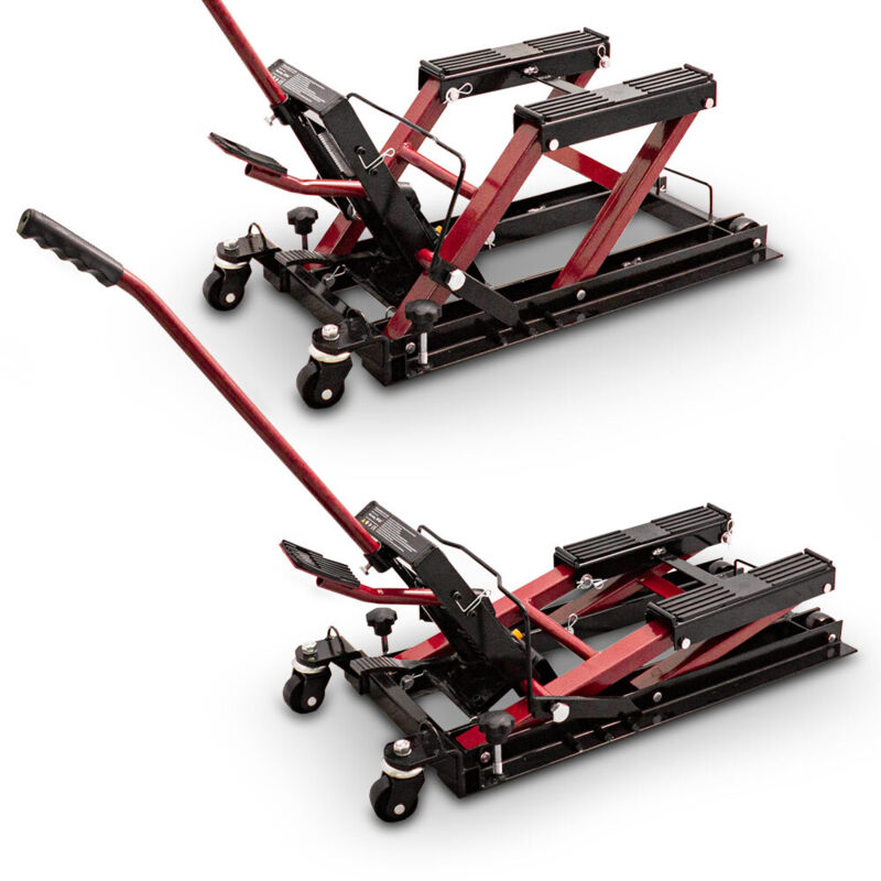 Bituxx Motorradheber Heber Montageständer Hebebühne Montageheber Motorradhebebühne Hydraulisch Lifter Bock ATV Quad bis 680Kg Rot