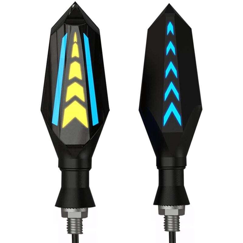 Motorrad-LED-Blinker, 2 Stück, 12 V, wasserdicht, universell, für Motorrad, doppelseitiges Licht, bernsteinfarben und blau, LED-Blinker für Motorrad,