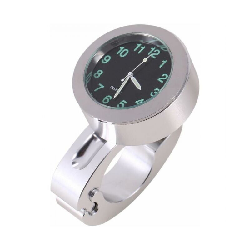 Motorrad-Lenkeruhr, silberne Motorrad-wasserdichte Lenkeruhr mit leuchtender Halterung für die meisten Motorrad-Cruiser-Chopper