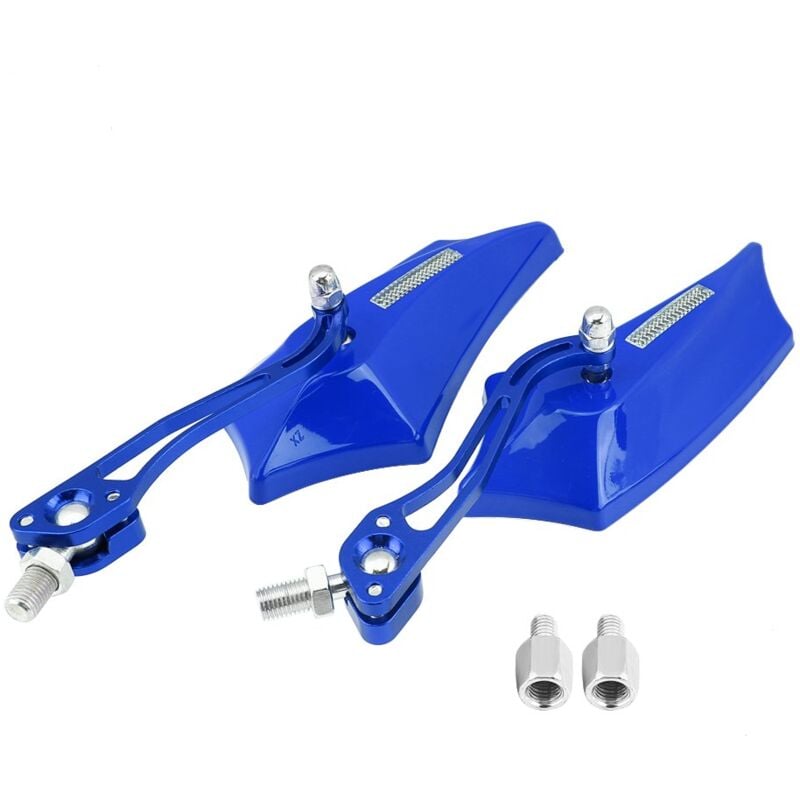 Motorrad Rückspiegel 1 Paar Aluminium Seitenspiegel Motorroller 10mm 8mm Universal 4 Farben (blau)