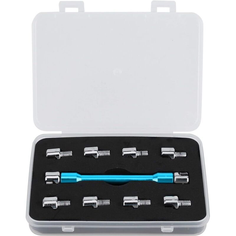 Motorrad-Speichenschlüsselsatz, Dirtbike-Radspeichen-Drehmomentschlüsselkopf, 10 Größen, 5,0–6,8 mm, CNC-verstellbarer Schraubenschlüsselsatz mit