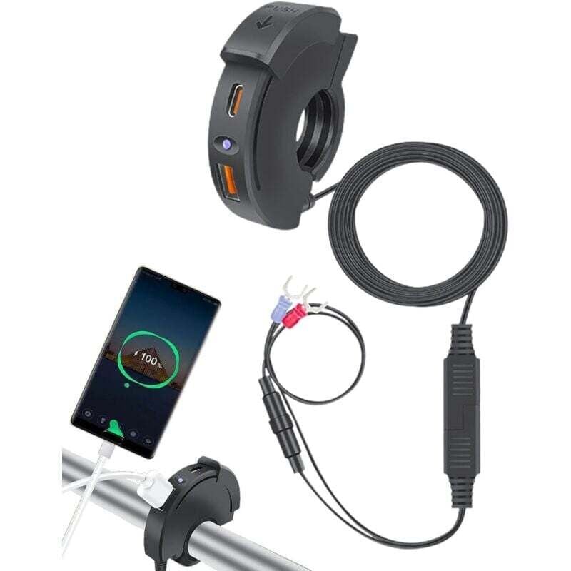 XVX - Motorrad-USB-Anschluss, Motorrad-USB-Ladegerät – Leistungsstarkes Motorrad-Telefonladegerät, Motorradzubehör, ATV-USB-Schnellladeanschluss,
