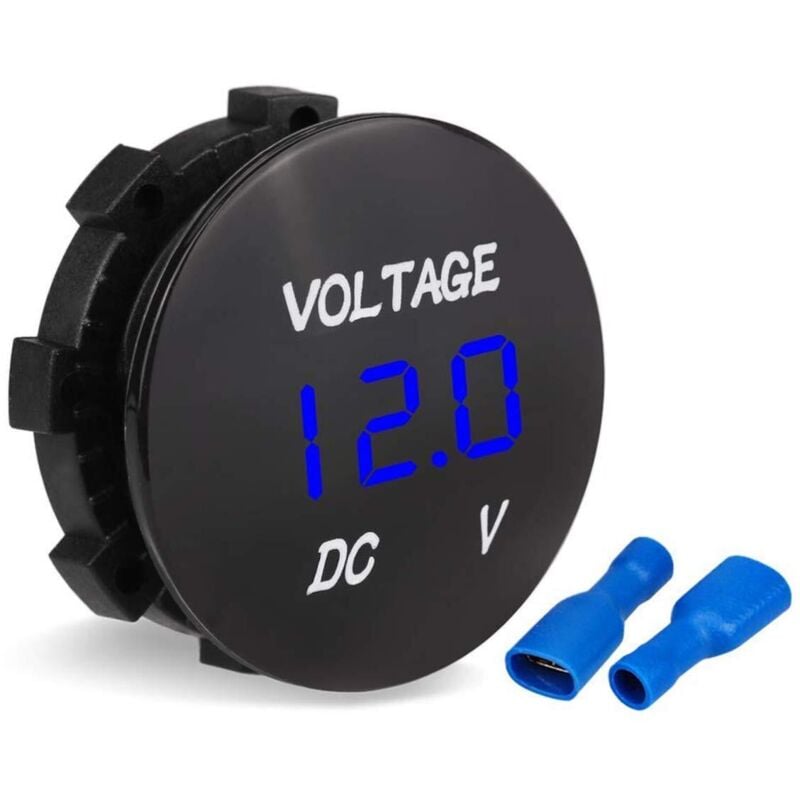 Motorrad-Voltmeter, Auto-Motorrad-LED-Digitalanzeige-Voltmeter DC 12V-24V Voltmeter für Boot-Motorrad-LKW-Marine (Blau)