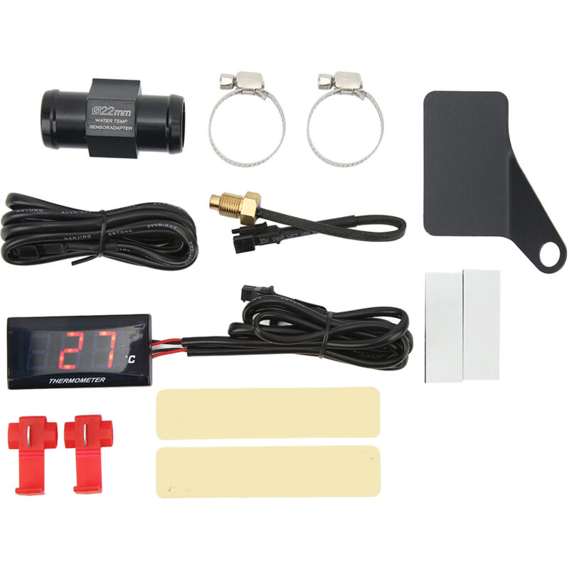 Motorrad-Wassertemperaturanzeige, digitales Motorrad-Thermometer mit 22-mm-Sensoradapter, 2,24 x 1,14 x 0,51 Zoll, Motorrad-Wasserthermometer für die