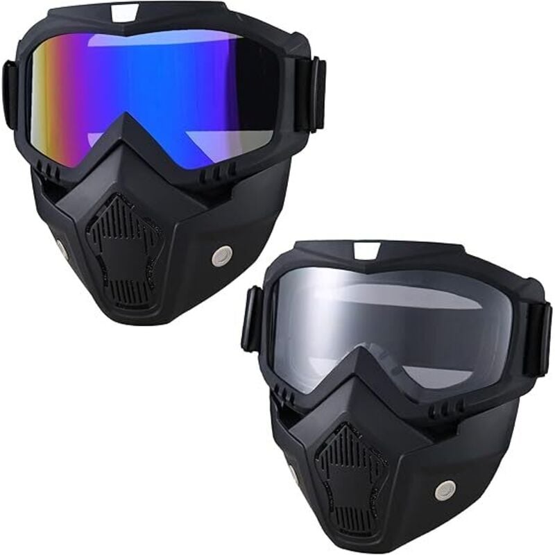 Motorradhelm, Reitbrille, Brille mit abnehmbarer Gesichtsmaske, Vintage-Stil, Bullet Fight, Motocross
