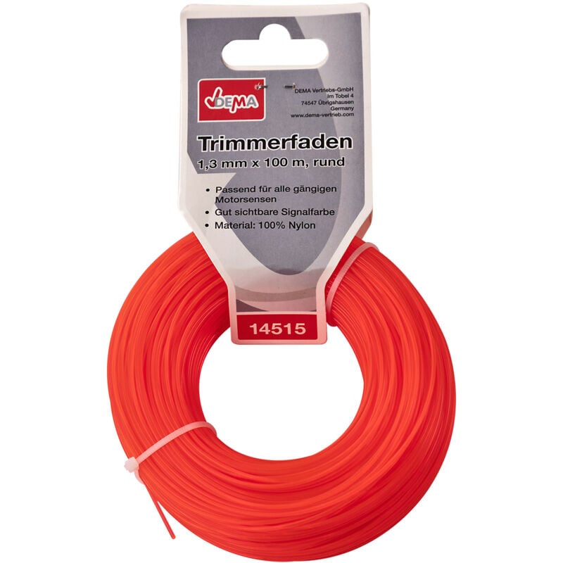 Dema - Motorsense Freischneider Mähfaden Trimmerfaden 1,3mm-100m rund Nylon Signalfarbe