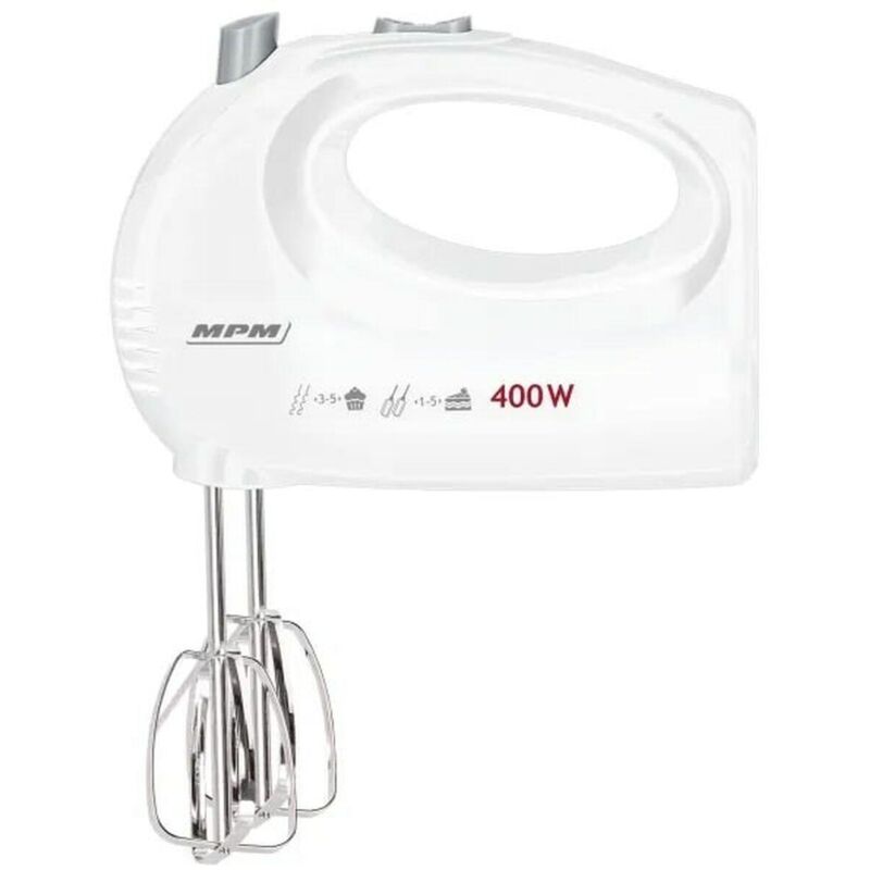 MPM MMR-25 Handmixer weiß 400W 5 Geschwindigkeiten Turbo