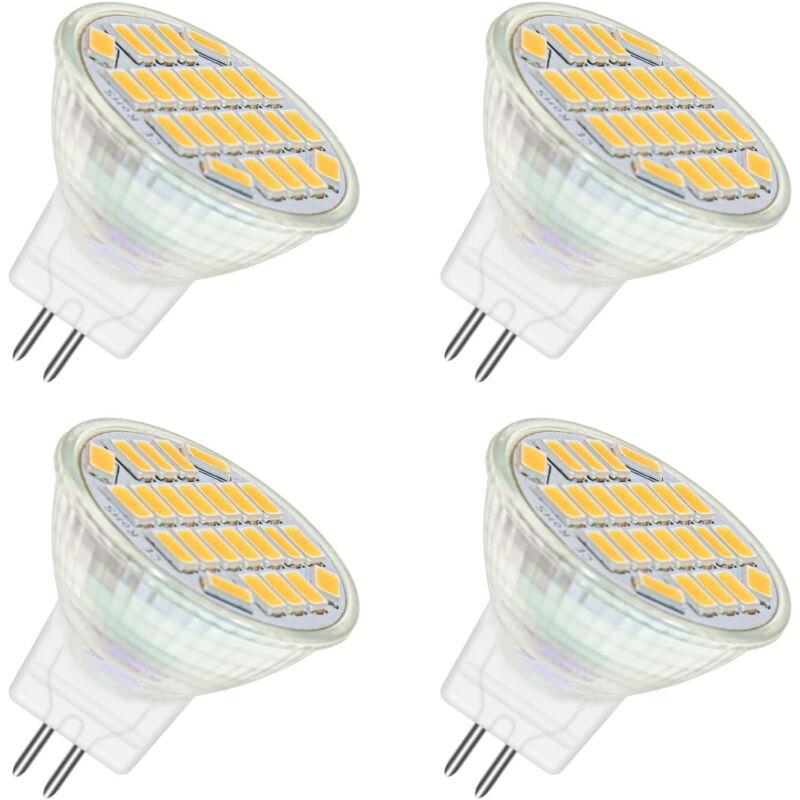 Ersandy - MR11 GU4 12V led 4W Warmweiß 3000K, 350LM, 120° 35mm MR11 35W Halogenäquivalent, ac dc 24V 12V GU4 LED-Einbaustrahler für