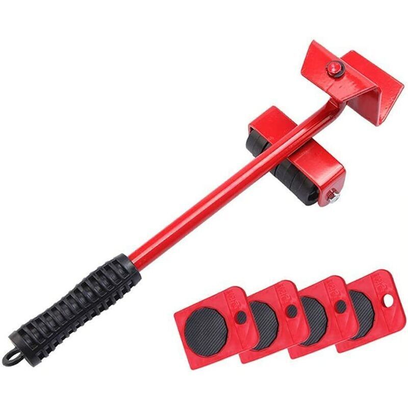 Müheloses Set zum Transport schwerer Möbel, Schwerlastrolle, Transport schwerer Möbel, mit 1 Hubstange und 4 beweglichen Rollen zum Anheben und
