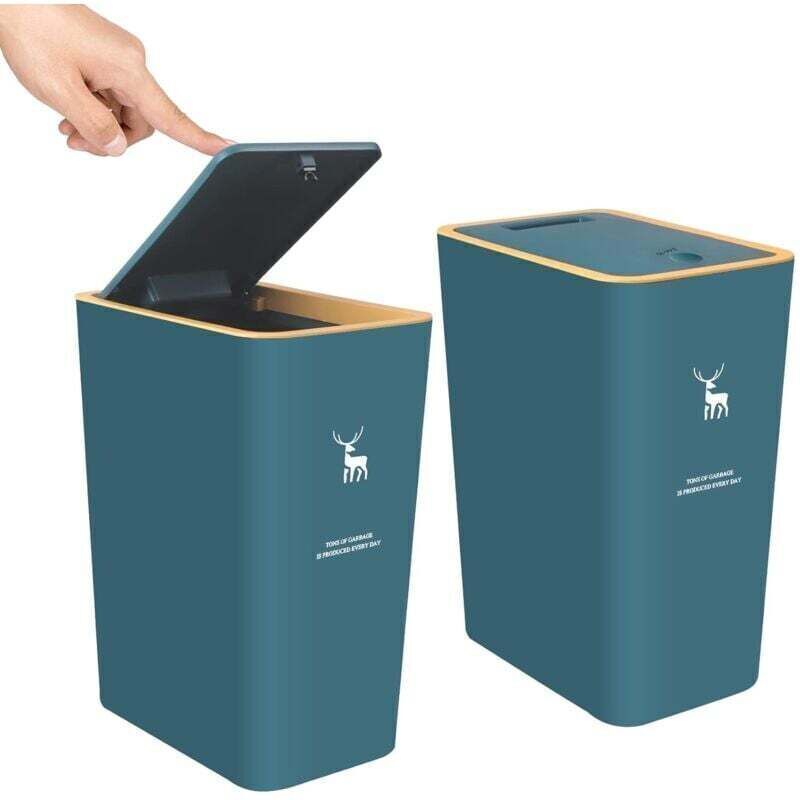 Mülleimer mit Deckel, 2er-Set, 15 Liter (4 Gallonen) Mülleimer mit Schnappdeckel, kleiner Mülleimer, hundesicher, Kunststoff-Mülleimer, Badezimmer