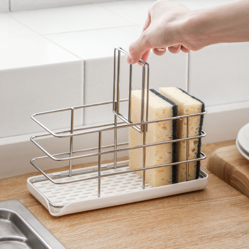 ZVD - Multifunctional 304 Stainless Steel Kitchen Sink Sponge Holder Sink Organizer Dish Drainer Tray Soap Dish Adjustable Hanging Board