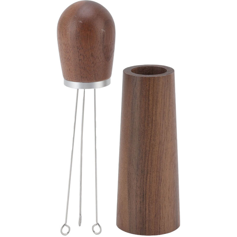 Multifunktionale Kaffeeausschanknadel mit Holzsockel für Zuhause, Reisen und Gastronomie – gebogener Haken