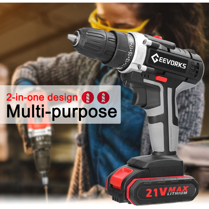Multifunktionaler 21-V-Akku-Schlagbohrschrauber, leistungsstarker Lithium-Ionen-Akku, wiederaufladbare Akku-Handbohrmaschinen,