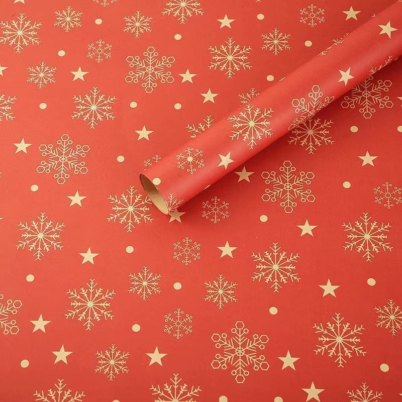 Recycelbare rote Weihnachtsverpackungspapierrolle 74 cm x 50 cm für Weihnachtsgeschenke, Geburtstage und umweltfreundliche Geschenkdekorationen