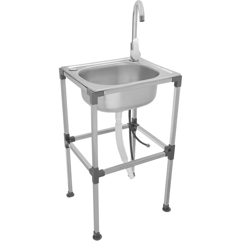 Multifunktionales Edelstahlwaschbecken – Gewerbliche Edelstahlspüle mit Armatur – Mobile Edelstahlspüle – Multifunktionale Kücheneinheit mit Armatur