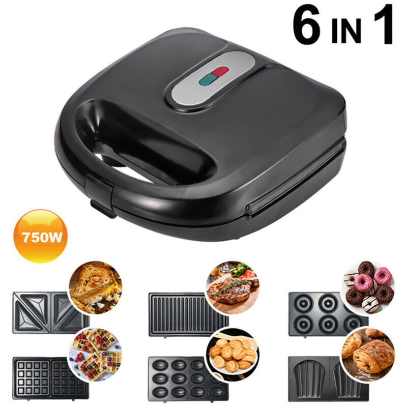 Multifunktions-Waffeleisen, 6-in-1-Waffeleisen und Grill, Madeleine-Donuts, hohe Leistung 750 W