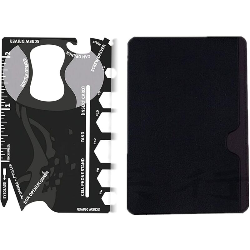 Ersandy - Multitool, 18-in-1 Multifunktionskarte, Edelstahl-Werkzeughalter, Multitool, Taschenwerkzeuge, Gadget, Flaschenöffner, Herren, Outdoor,