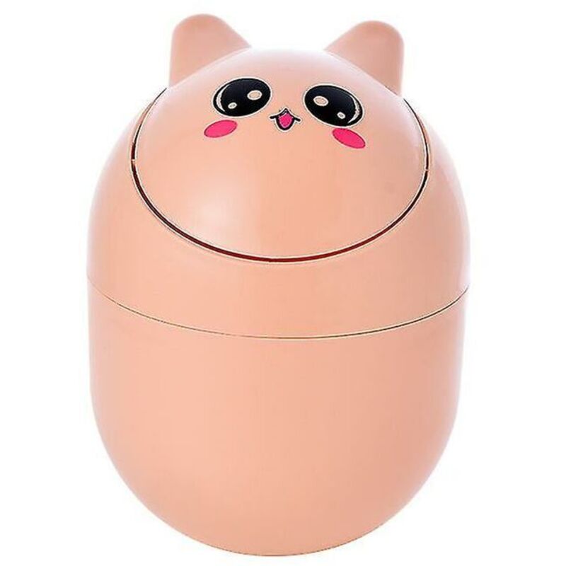 Mumu Desktop-Mülleimer, Mini-Flip-Cartoon-Design, abnehmbarer Desktop-Mülleimer, niedlicher Stil, für Zuhause, Orange, 18 x 13 cm