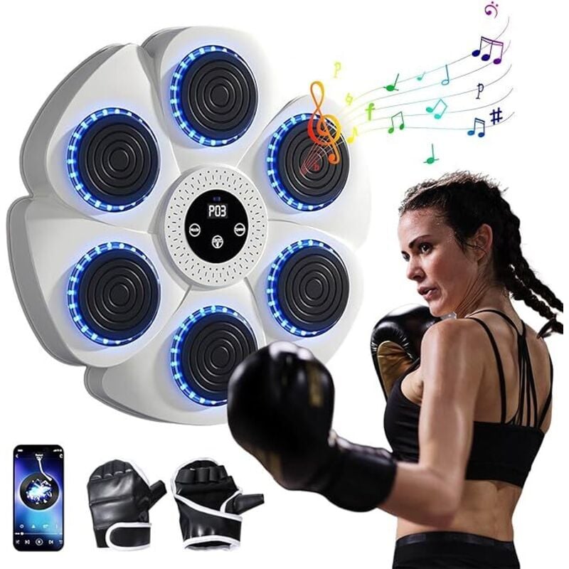 Music Boxing Machine, LED Elektronische Musik Boxing Machine mit Boxhandschuhen, Smart Bluetooth-Musik-Boxmaschine mit Boxhandschuhen, 9