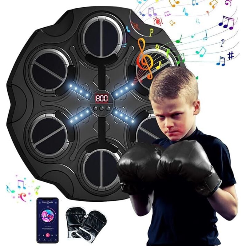 Musikalisches boxen, wandler, boxhandschuhe, 3 led-lampen, bluetooth, smart music fights, kinder - und erwachsenenboxen, sechs tops