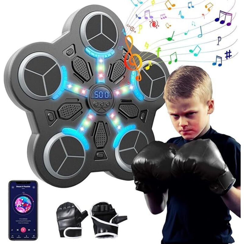 Musikalisches boxen, wandler, boxhandschuhe, 3 led-leds, bluetooth, smart music fights für kinder und erwachsene, fünf scheiben