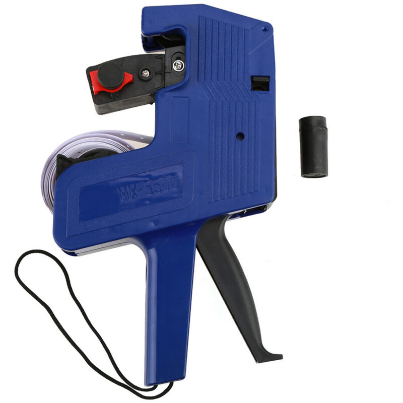 MX-5500 Etikettiergerät, 8-stellige Selbstklebeetikettierpistole, Werkzeug für den Einzelhandel, Etiketten und Tintenpatronen inklusive (Blau)