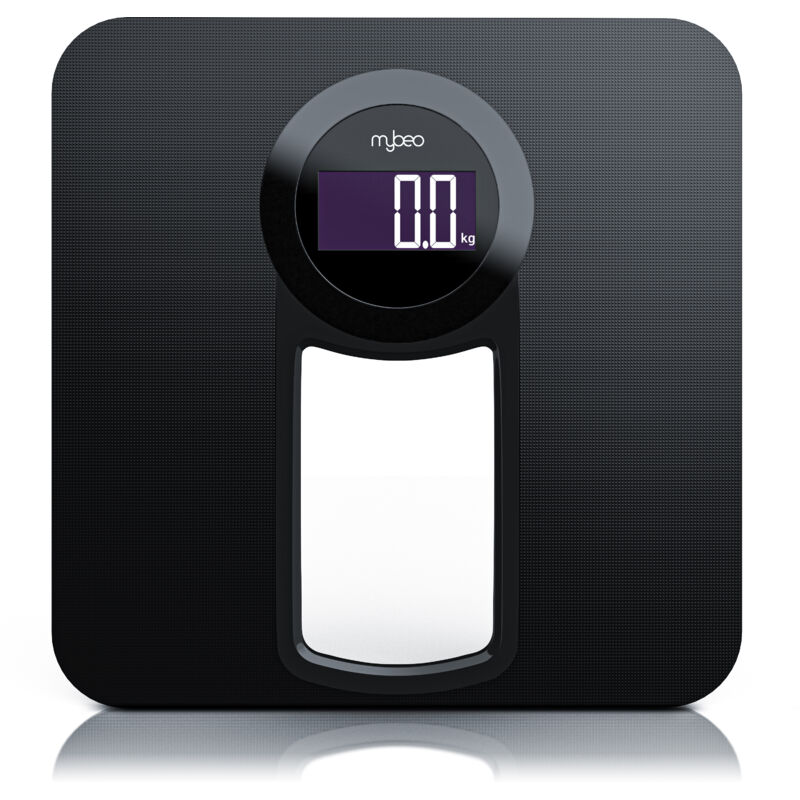 MyBeo Digitale Personenwaage Körperwaage - Badezimmer Waage im Slim Design - 6 mm Sicherheitsglas - großes LCD-Display, max. 150 kg
