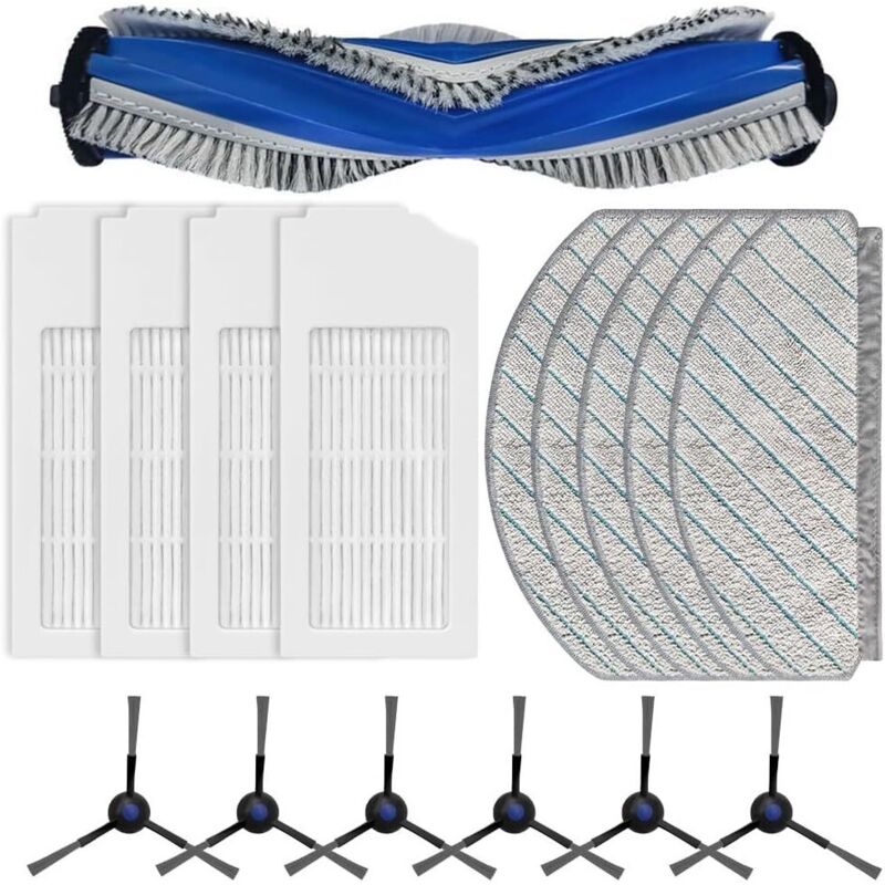 Ersatzteile für den ECOVACS DEEBOT N20, N20 Plus und N20 Pro Plus Saugroboter: 1 Hauptbürste, 4 Filter, 6 Seitenbürsten, 5 Reinigungstücher