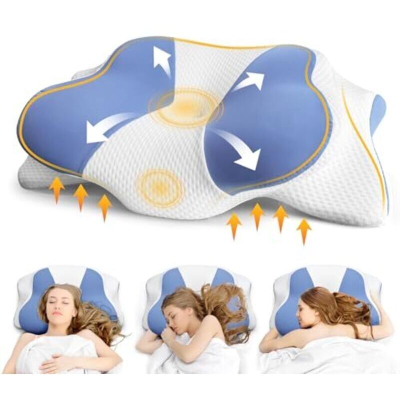 Nackenstützkissen – Orthopädisches Kissen bei Schulter- und Nackenschmerzen, Memory-Schaum-Kissen für Bauch-, Rücken- und Seitenschläfer,