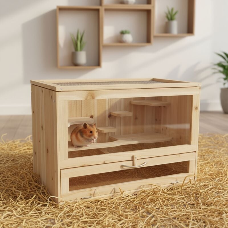 Nagerkäfig Kleintierstall Mäusekäfig Holz verschiedene Etagen Hamsterkäfig
