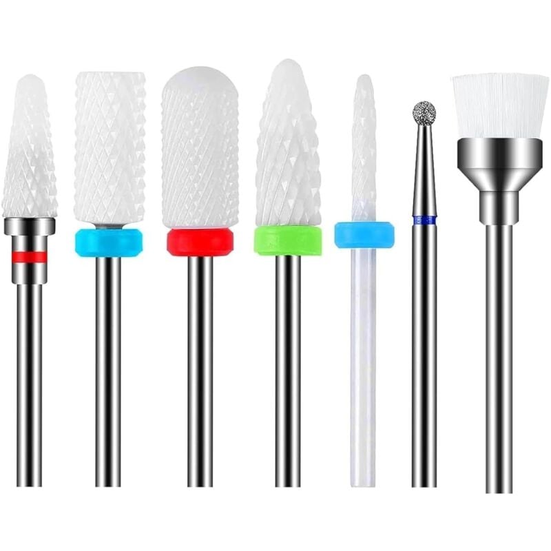 Bluedeer - Nail Drill Bit Set 7 Pcs 3.32 Zoll Professionelle Bohrer für Nägel, Nagelhautentferner Nagelfräser Bits, Professional Gel, Acrylic,