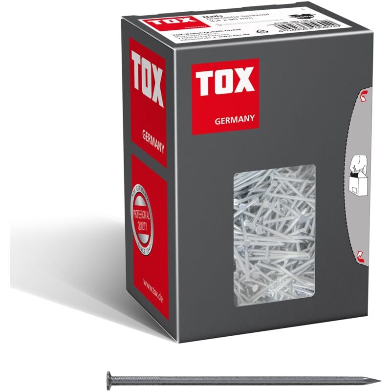 TOX - Nails 3,4x90 mm (400g) Drahtstifte, blank mit Senkkopf (din 1151)