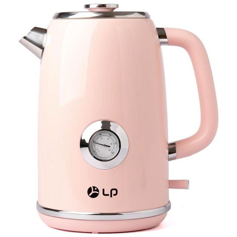 Namajunas Wasserkocher – 1,7 l Fassungsvermögen – Edelstahl – Elektrischer Wasserkocher – Warmhaltefunktion – Retro-Stil – Rosa