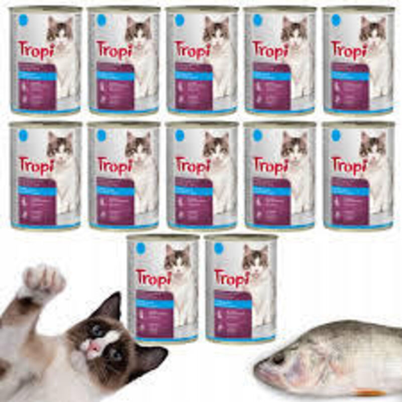 Nasses Katzenfutter mit Fisch TROPI 415 g x 12 Stück Fisch