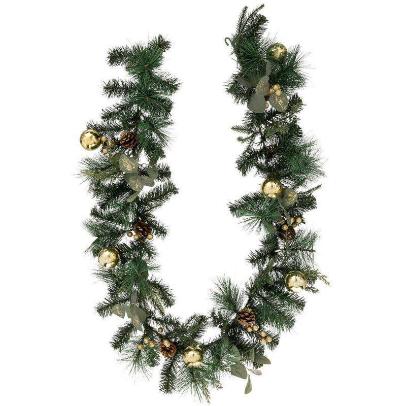 Weihnachtsgirlande mit Weihnachtskugeln, 200 cm