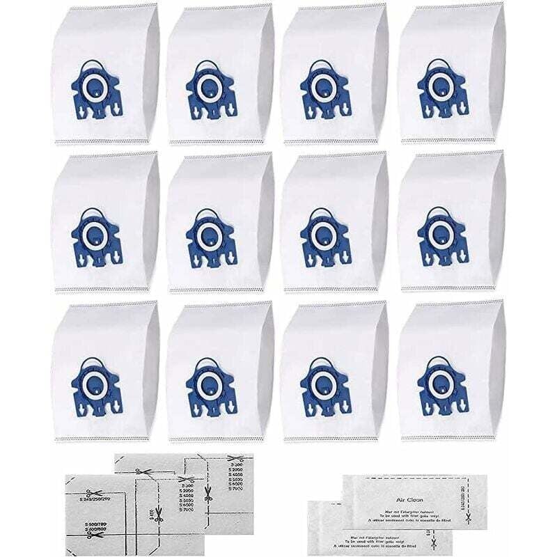 Nazalus-Hot Sale-HyClean 3D FJM Staubsaugerbeutel für Miele (12 Beutel, 2 Motorfilter, 2 Abluftfilter) Staubsaugerbeutel für Miele GN Pack XXL,