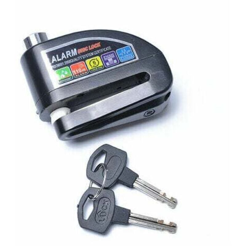 Nazalus-Hot Sale-Motorrad-Scheibenschloss mit 110 dB-Alarm, Roller-Scheibenschloss, Motorradalarm für Motorrad/Fahrrad/Roller, , 2 Schlüssel, Schwarz