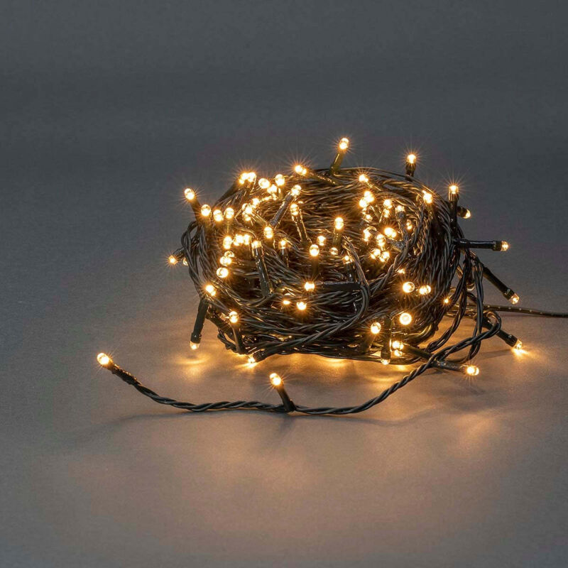 Weihnachtsbeleuchtung string 180 leds warmwei 1350 m lichteffekte 7 innen oder auen netzadapter