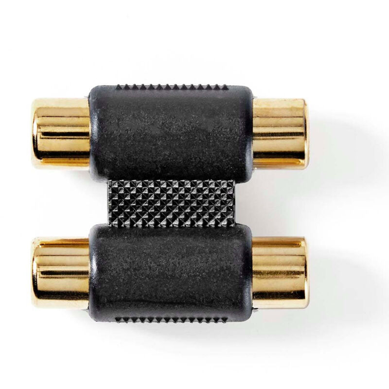 Stereo audio adapter 2x rca hona 2x rca hona goldplatead rak abs antracit 1 st schloss 403212