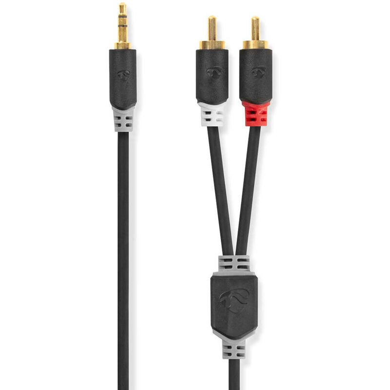 Nedis - Stereo audiokabel 35 mm hane 2x rca hane guldplaterad 300 m rund anthrazit lada 40321
