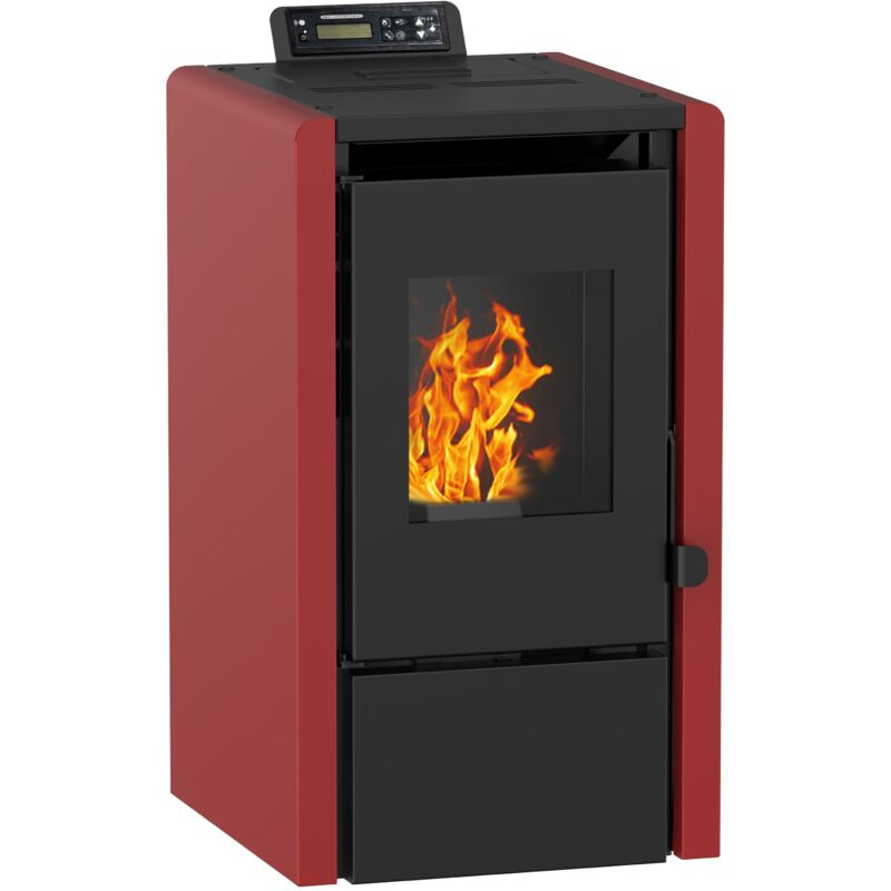 NEMAXX® PC5 Pelletofen Rot 5,3 kW – Raumheizung bis 120 m³ – kompakte Pelletheizung für kleine Räume – manuelle Steuerung – Wi-Fi Ready (optional) –