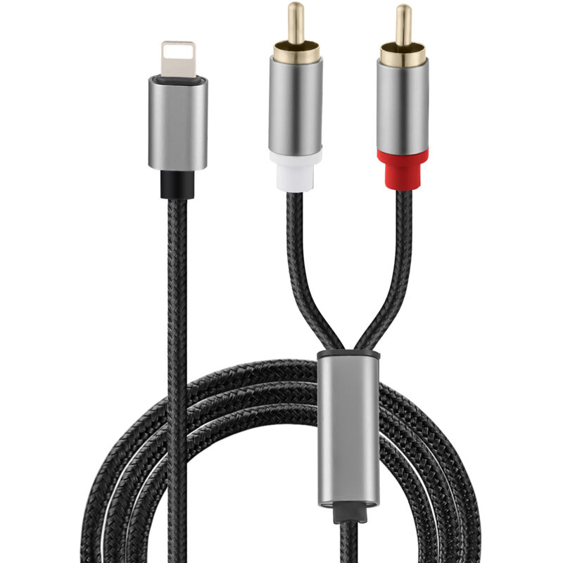 Netzteil-Cinch-Kabel für iPhone, Lightning-auf-Cinch-Kabel für iPhone, iPad, Tablet, Aux-Stereo-Audio-Adapter für Auto, Heimkino,
