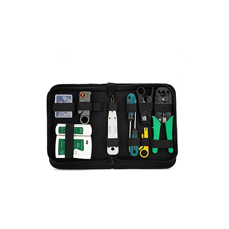 Netzwerk-Reparatur-Werkzeug-Set, Crimp-Werkzeug, Kabeltester, Steckverbinder, Crimp-Werkzeug, geeignet für Heimwerker-Computer für RJ45 RJ11 Cat5e