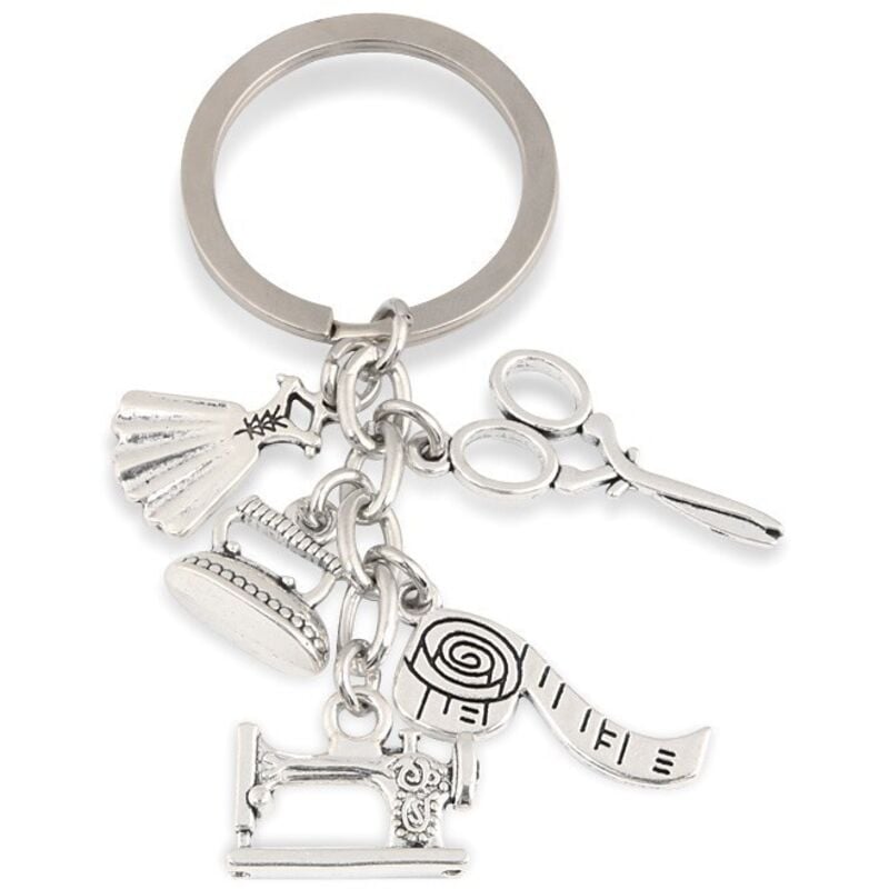 Neuer Nähmaschinen-Schlüsselanhänger, Schneider-Schlüsselanhänger, Bügeleisen-Schlüsselanhänger, Maßband-Scheren-Schlüsselanhänger,