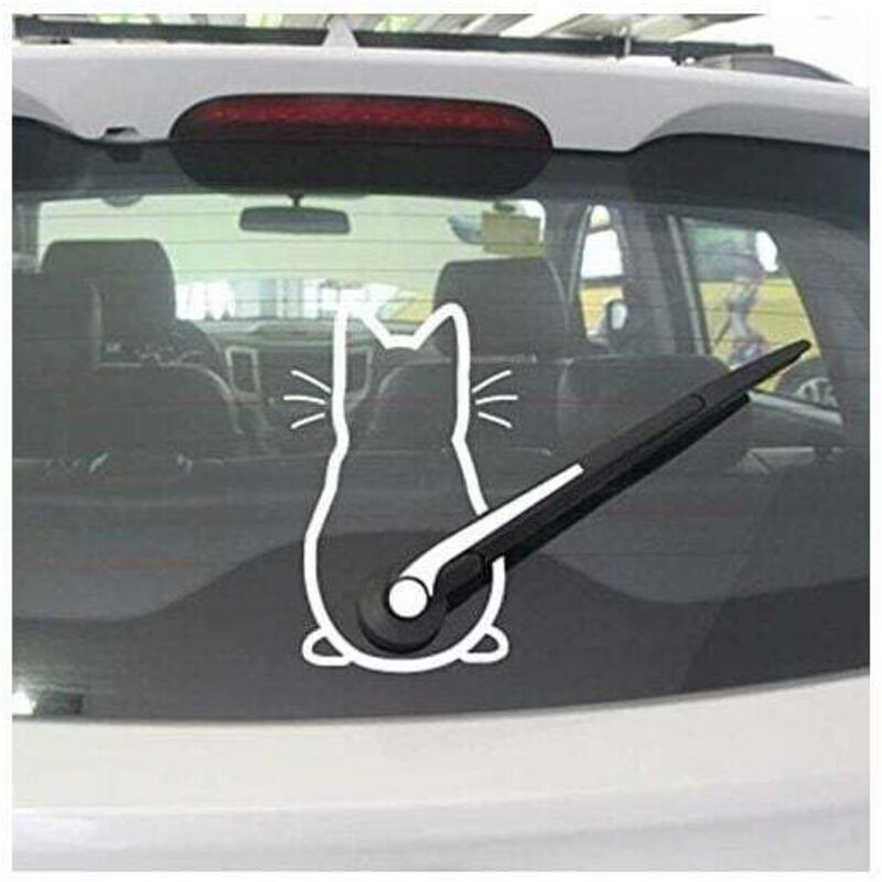 Niedliche Kätzchen-Katze, Auto-Wischer-Kunst-Aufkleber, Dekor, BAnimal-Katze, Wandbild, Kunst-Aufkleber, Autofenster, Laptop-Dekoration, 2133 cm