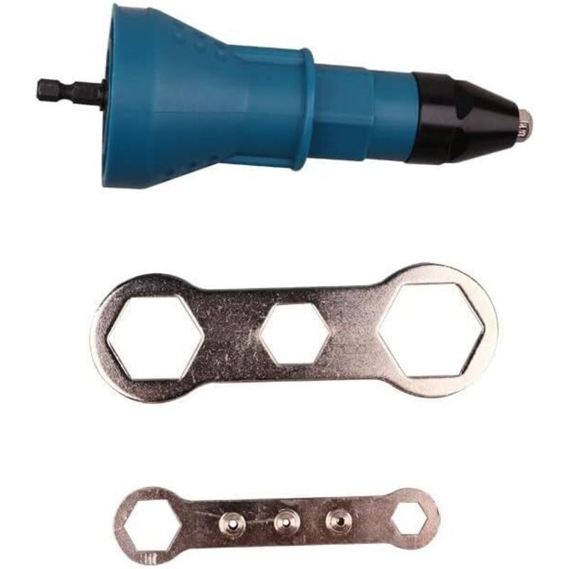 Nietbohrer für Blindnieten – Nietbohradapter – Für Akkuschrauber und -bohrmaschinen – Blau – 16 x 5,8 cm